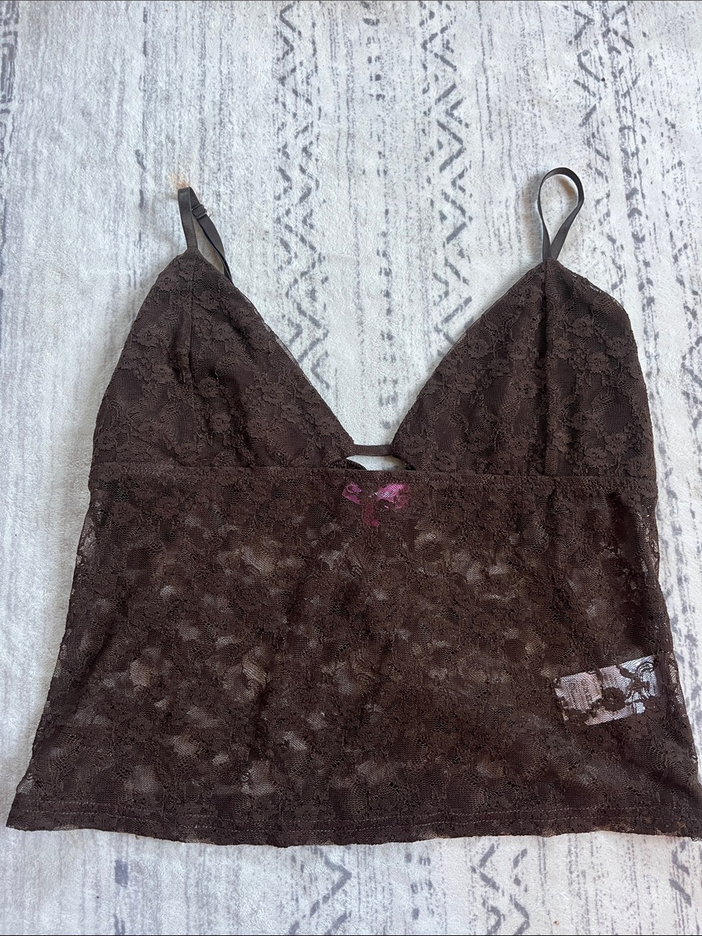 Edikted Brown Lace Crop Cami